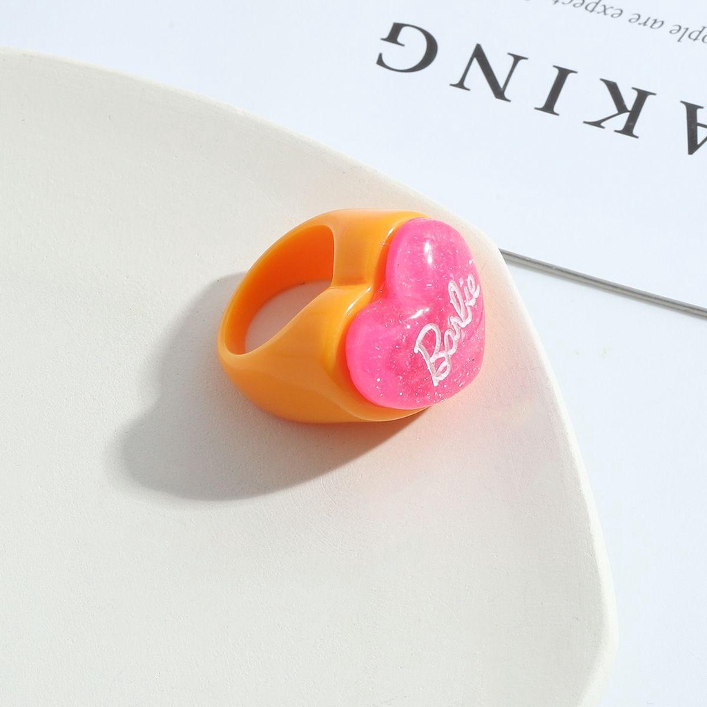 [Elegan] Cincin Resin Trendi Lucu Hati Wanita Gadis Korea Fashion Perhiasan