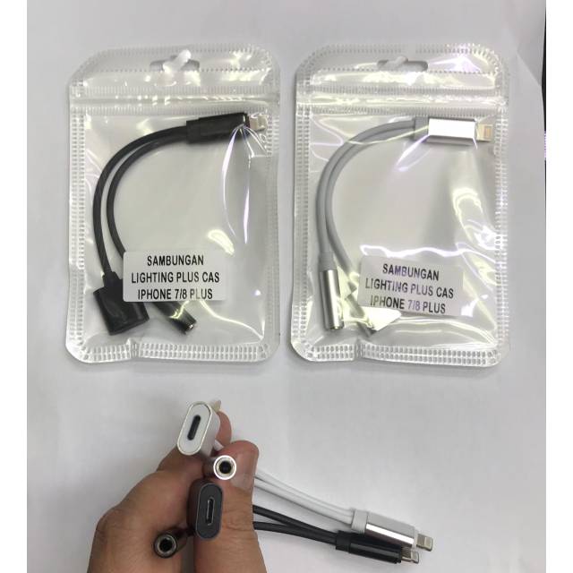 Kabel Spiliter Lightning for hf Jack bulat + Casan Iphonee 7/8/x/11/12/13/14