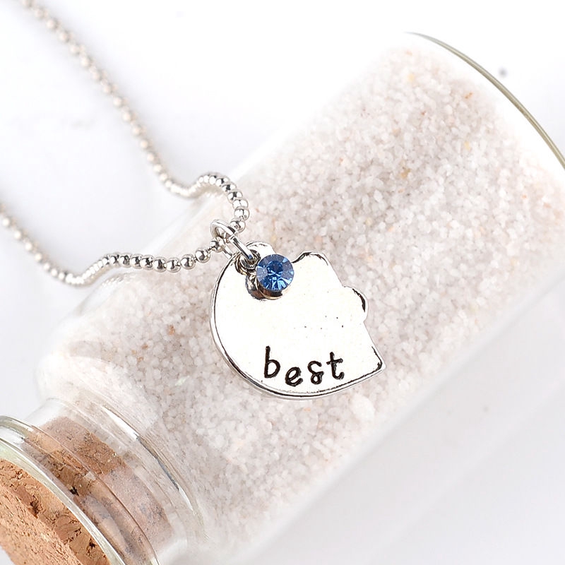 Pacar Madu Mosaic Kalung Mahasiswa Perempuan Korea Simple Love Letter Persahabatan Pendant Suster kl