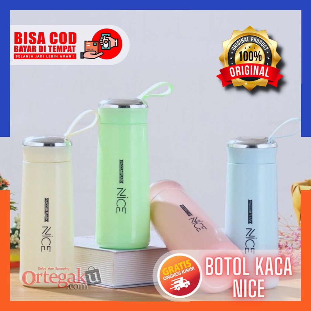 Botol Gelas Kaca Souvernir/ Botol Minum Kaca 400ML Botol Nice Vaccum Flas BPA Free