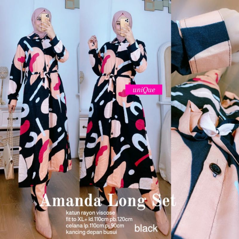 setelan tunik hijab amanda long set