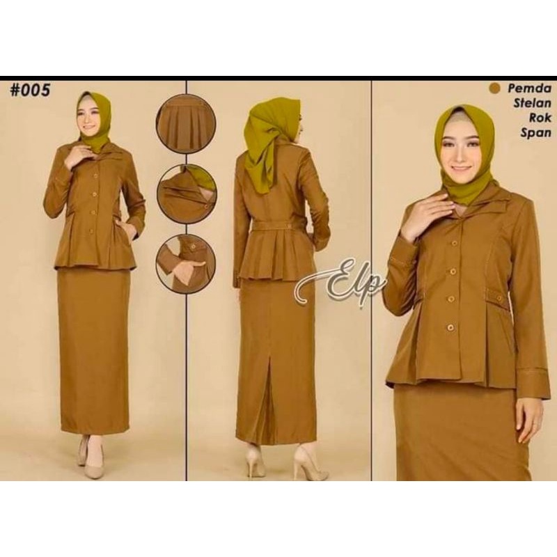 BAJU PNS KRAH SUSUN PEMDA COKLAT/KAHKY MUDA /PUTIH/ PUTIH HITAM /ABU TUA  FREE HIJAB