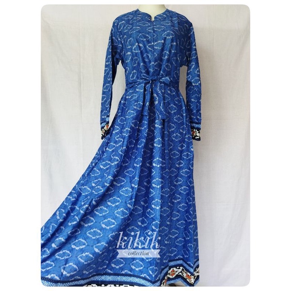 Long Dress Gamis Batik Motif Awan Pakaian Muslim Wanita Ibu Menyusui Murah Adem Anggun Simpel Jumbo 