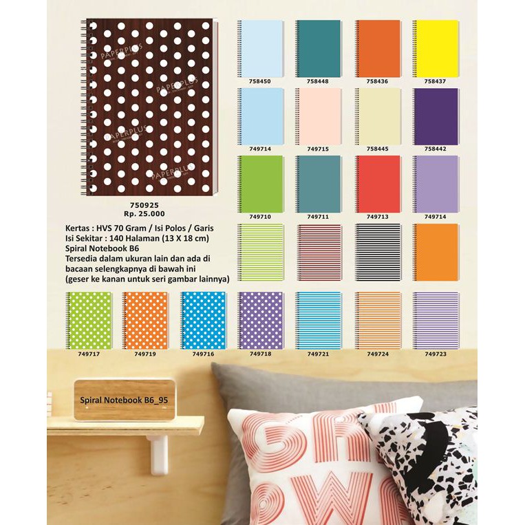 

Notebook Spiral B6_Polkadot Serat Kayu