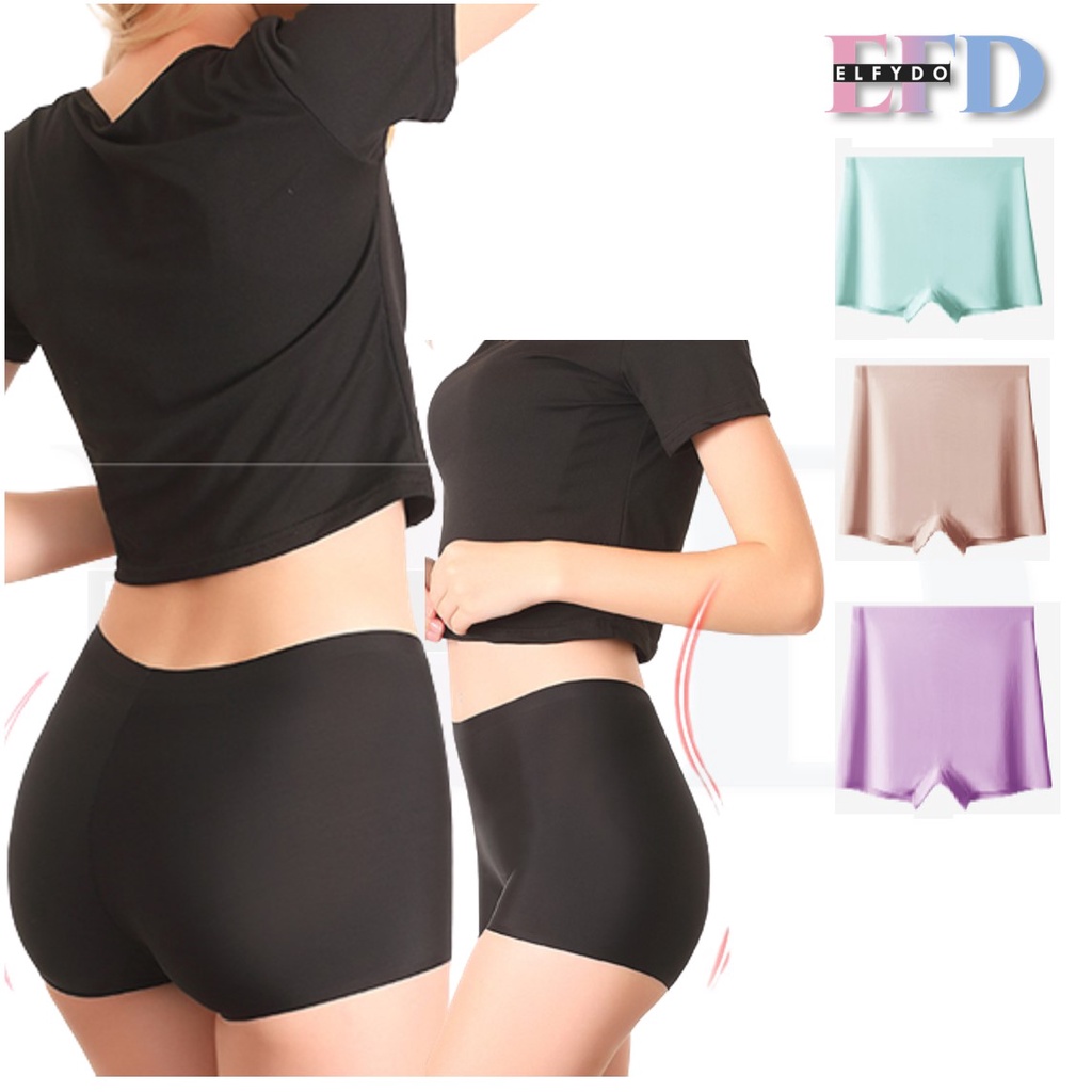 ELFYDO W224 Celana Short Wanita Seamless Bahan Lembut Tipis Sejuk Pakaian Dalam Boxer Perempuan