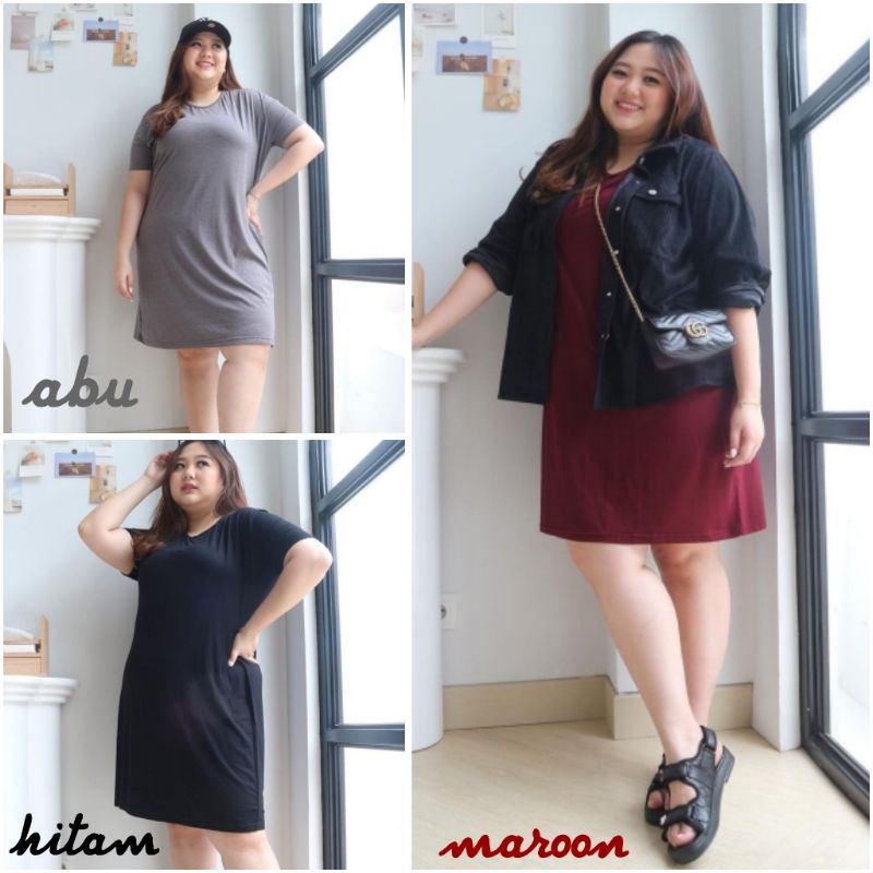 (LD 120cm, LD 140cm) DRESS BIGSIZE DRESS JUMBO OVERSIZE DRESS HITAM