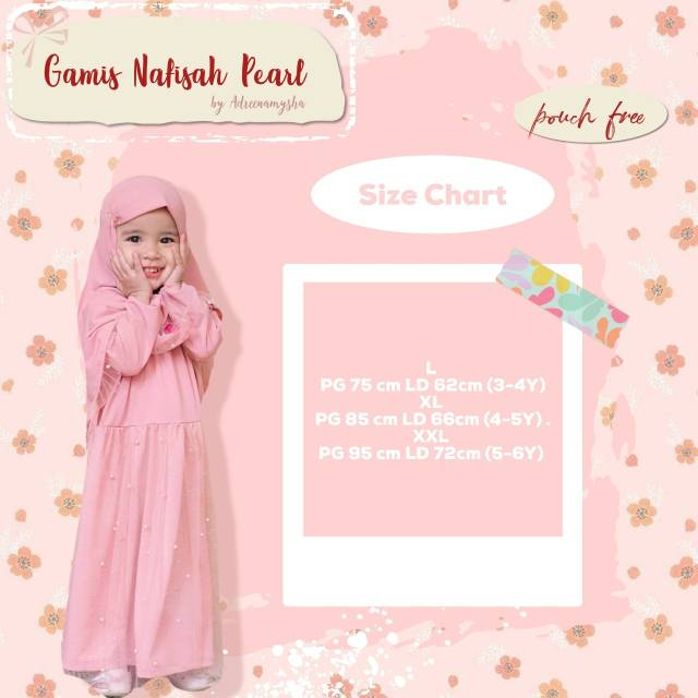 Gamis Nafisah Pearl Size 3-6 Tahun gamis mutiara anak