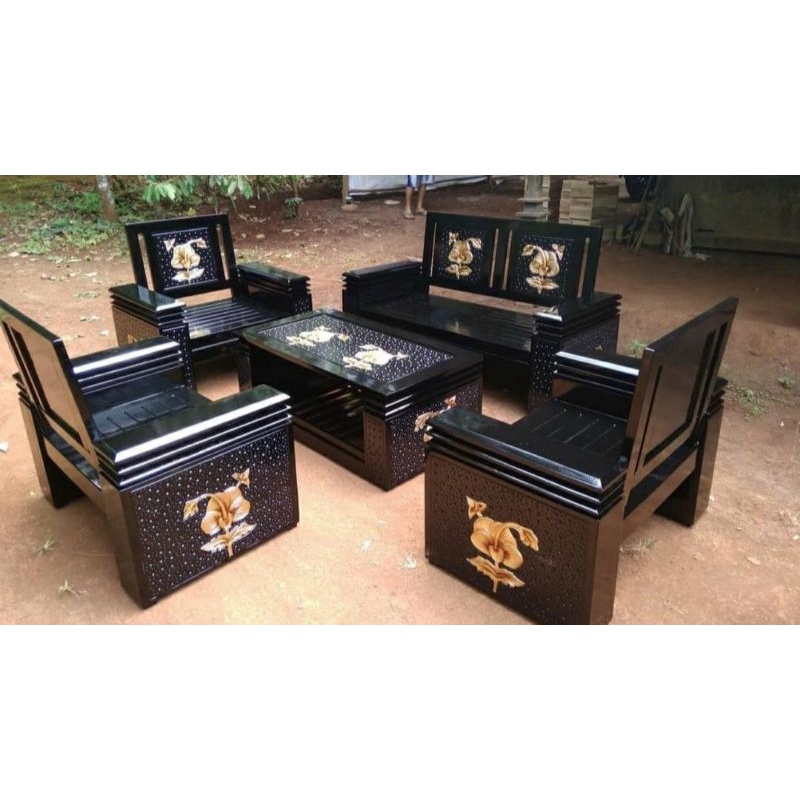 1 SET KURSI KOPER RUANG TAMU BANGKU MINIMALIS BAHAN KAYU JATI FINISHING NATURAL-3