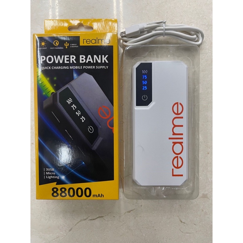 Powerbank Realme 88.000 Mah 3 USB LED Harga Murah