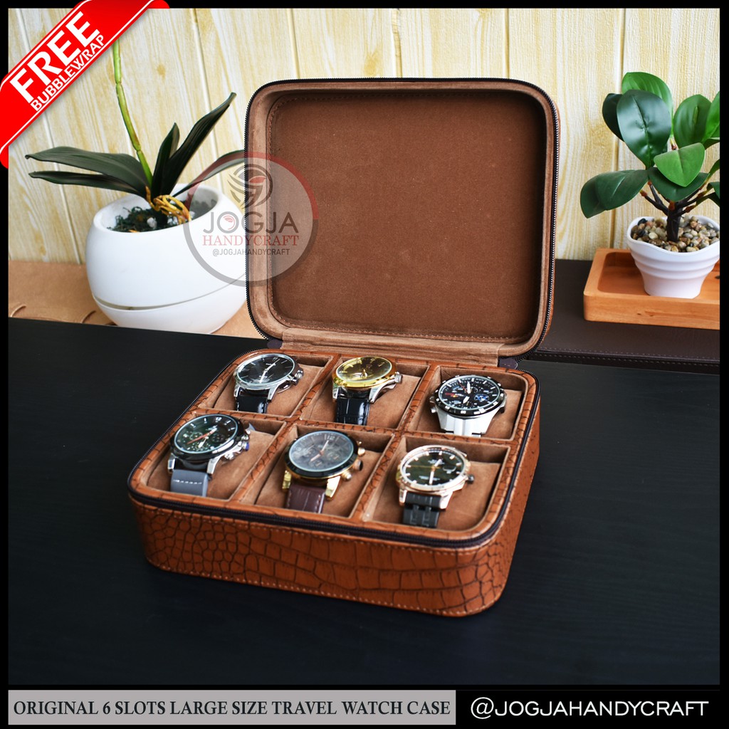 6 Slots PREMIUM Travel Watch Box Jumbo / Tempat Jam tangan / Kotak Jam Tangan / Watch Case