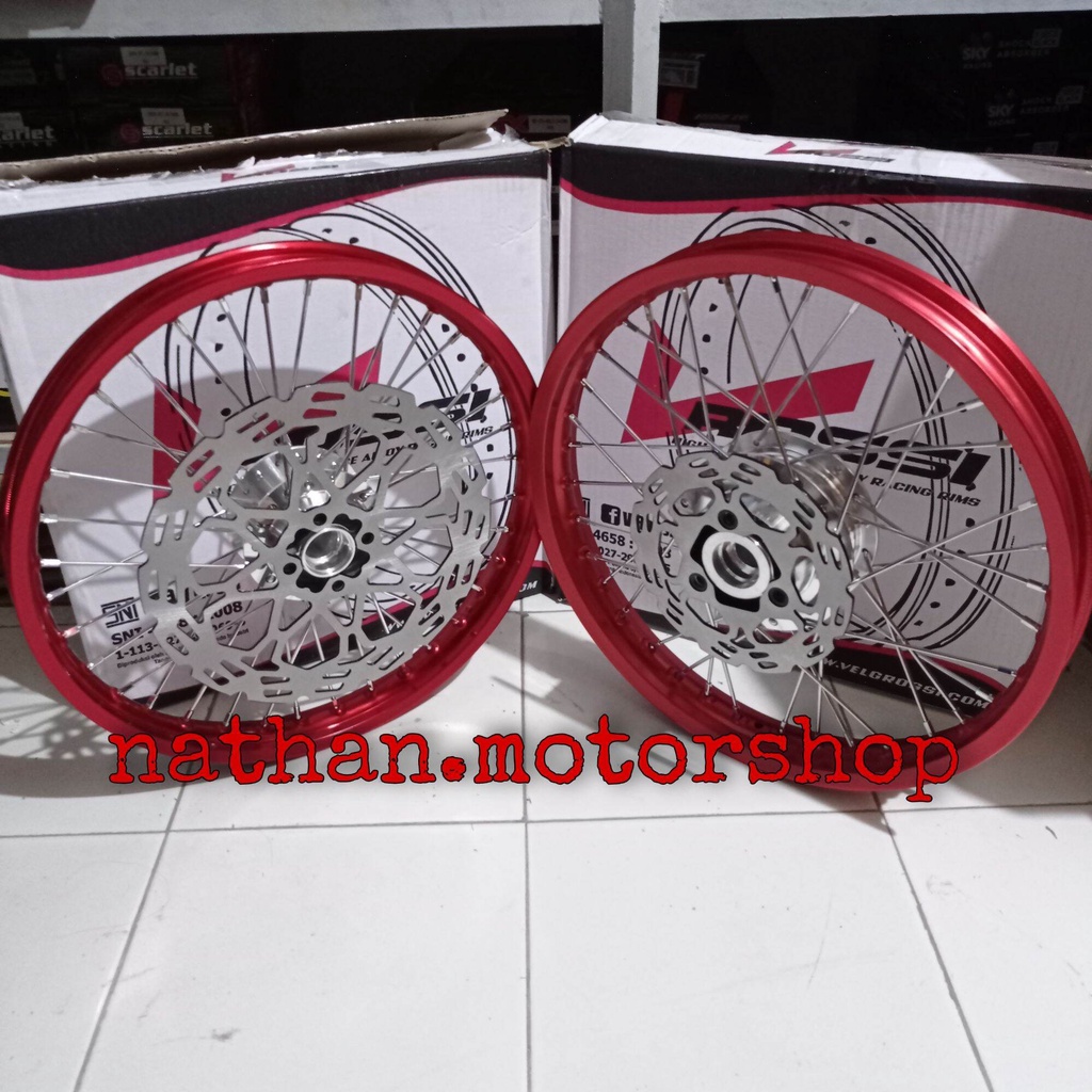 Velg Rossi Satria FU Lama/Injeksi - Velg Rossi Original SNI Satria FU Sepasang Bonus Piringan Depan 