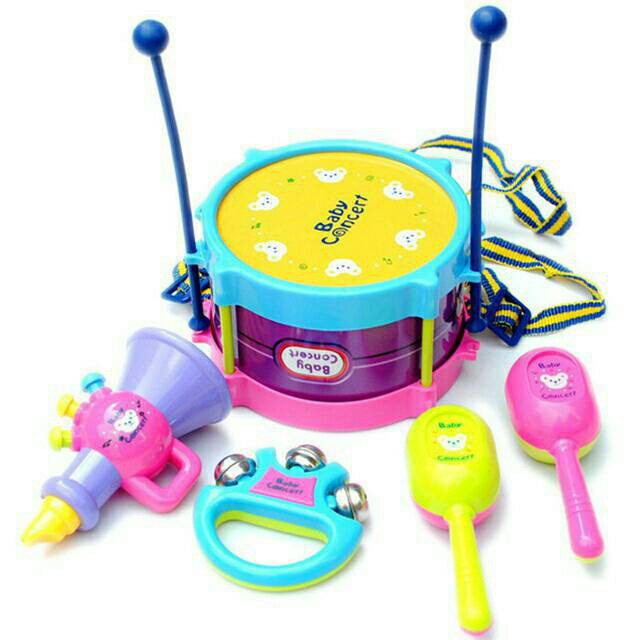 Mainan Anak BABY BAND 5PCS SET Mainan Bayi Drum Kricikan Saxophone Tamborin