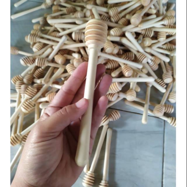 Honey Dipper: Sendok Madu Kayu Pinus Mini - 16 cm