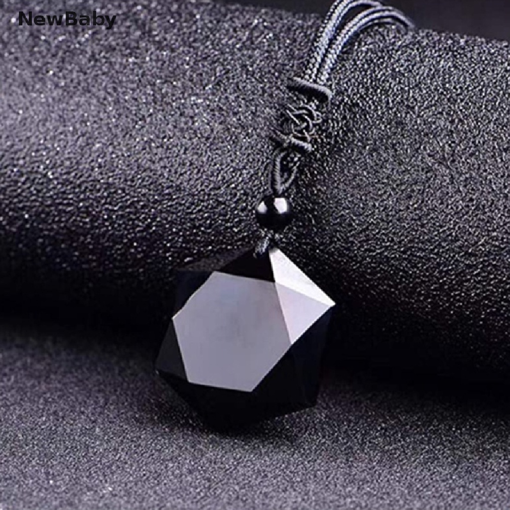 Newbaby Kalung Keberuntungan Liontin Batu Obsidian Alami Untuk Wanita