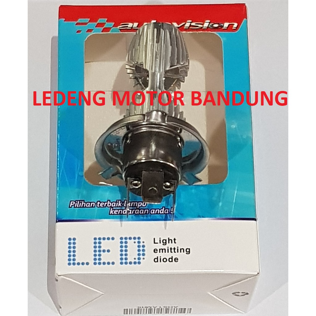 HS1 Autovision Headlamp Led Lampu Motor H4 6000k Putih 12v PnP Hi Low