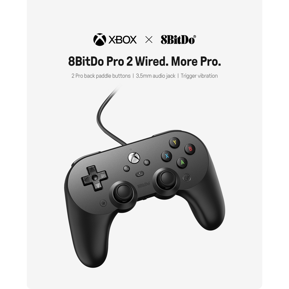 Original 8BitDo Pro 2 Wired Controller for Xbox Series X, Xbox Series S, Xbox One &amp; Windows 10,11