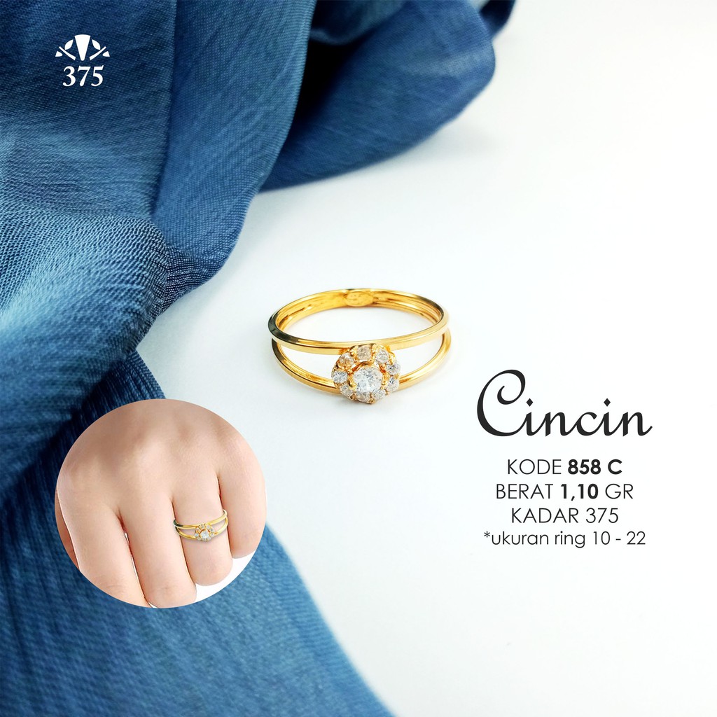 Cincin Emas Asli Variasi Batu Bulat 858 C Kadar 375 Indonesia