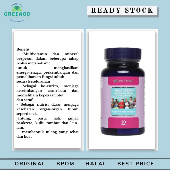 Wellness Multi Teen 30 Kapsul Multiteen Multivitamin Remaja Suplemen