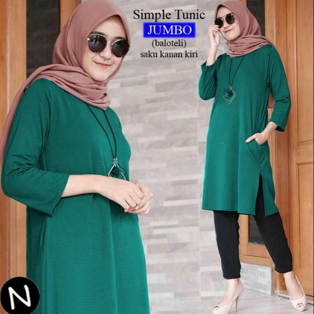 simple tunic jumbo XXL, tunik, tunic, tunik jumbo, tunik polos, tunik lebaran, tunik simple,termurah