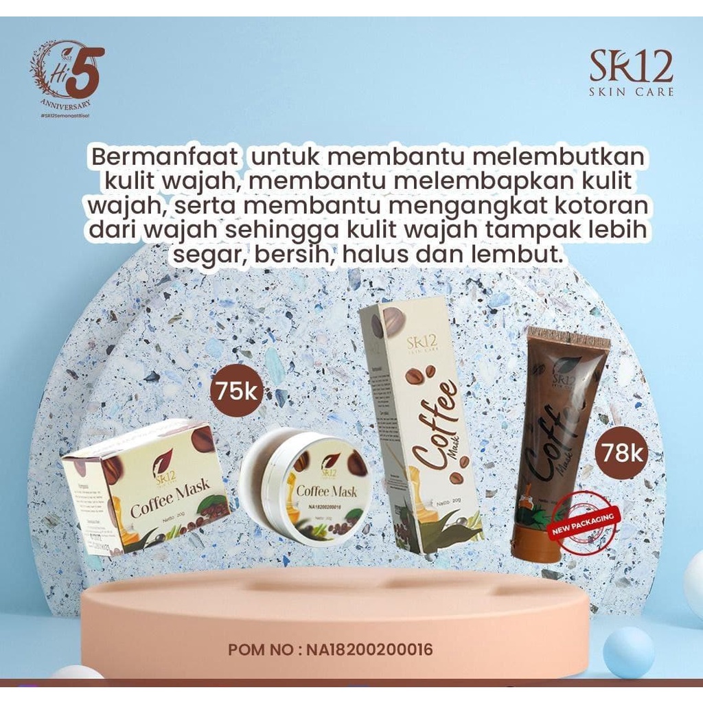 COFFEE MASK SR12 Masker Kopi Untuk Wajah Cerah Halus Bebas Minyak Usir Komedo Flek Hitam BLILA