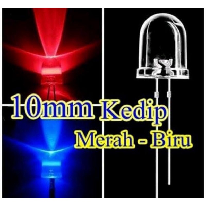 Lampu LED 10mm 2Warna Merah Biru Super Bright