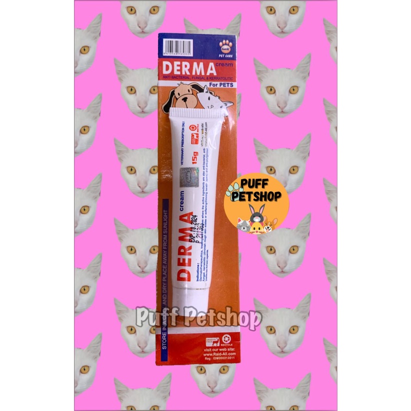 Derma Cream 15g / Obat Salep Kulit Infeksi Gatal Kucing Anjing 15 g / Obat Gatal Kucing Anjing