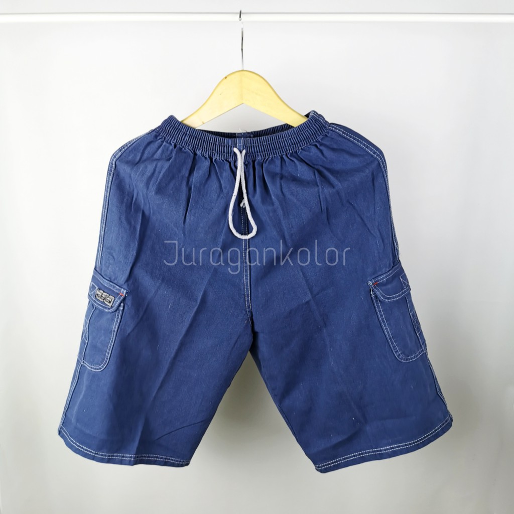 Celana Pendek Pria Cargo Denim 7/8 polos