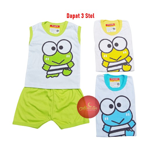 Baju Bayi 3 stel Oblong Kutung / Setelan Baju Bayi Keropi Dapat 3 Stel