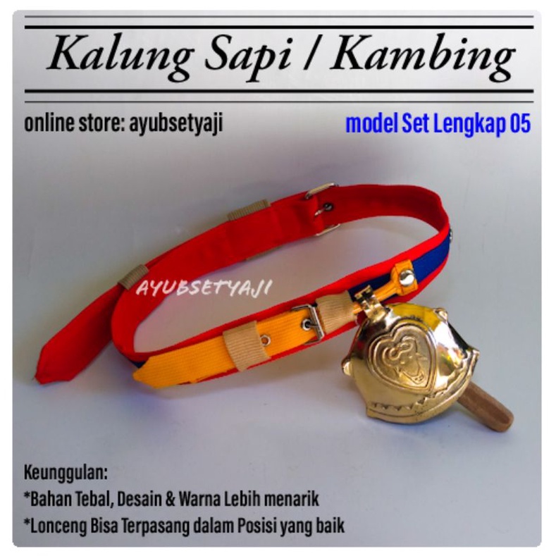 Kalung Sapi Kalung Kambing model Set lengkap 05 Bal Bandul Lonceng Kuningan aksesoris kalung leher T