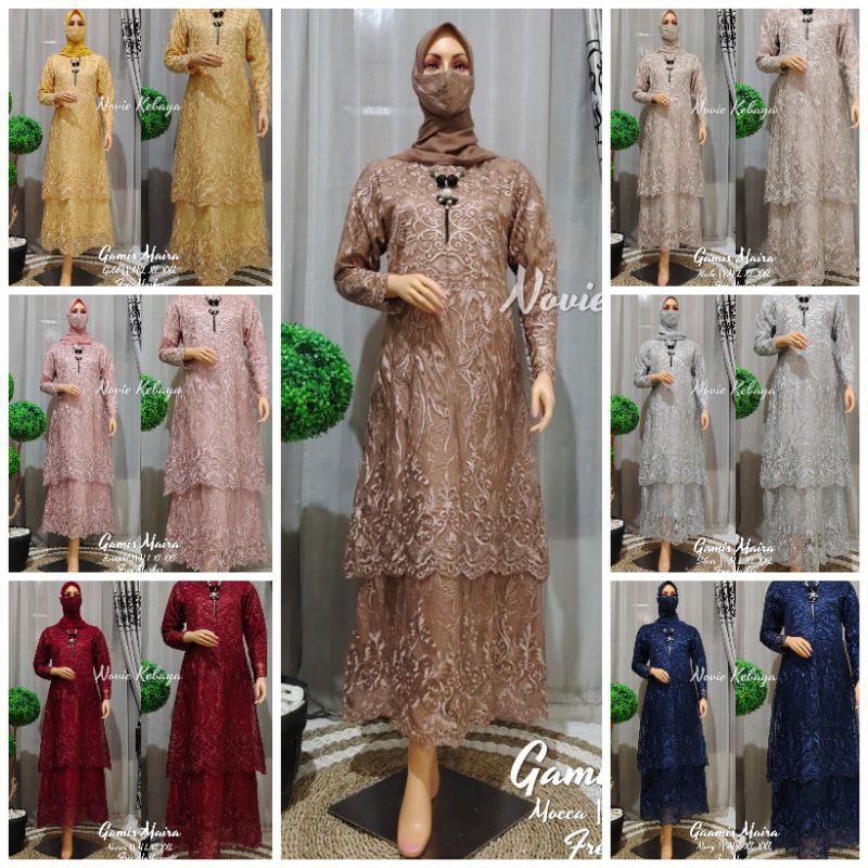 REAL PICT GAMIS BROKAT TULLE / gamis free masker / gamis tingkat / gamis busui / gamis modern / Gami