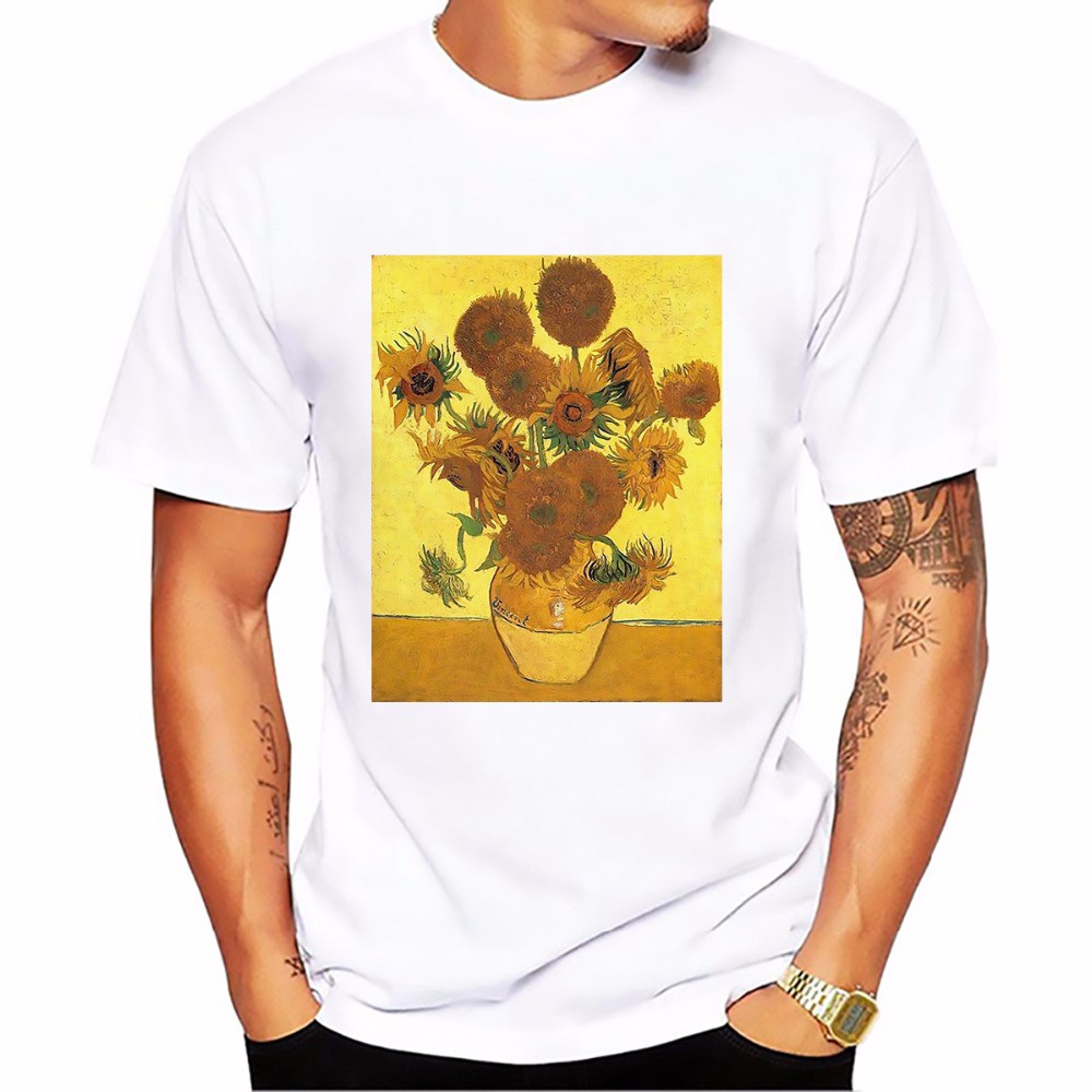 Terlaris Edvard Munch Terkenal Skrik Jeritan Pria Tshirt Van Gogh Bunga Matahari Malam Berbintang