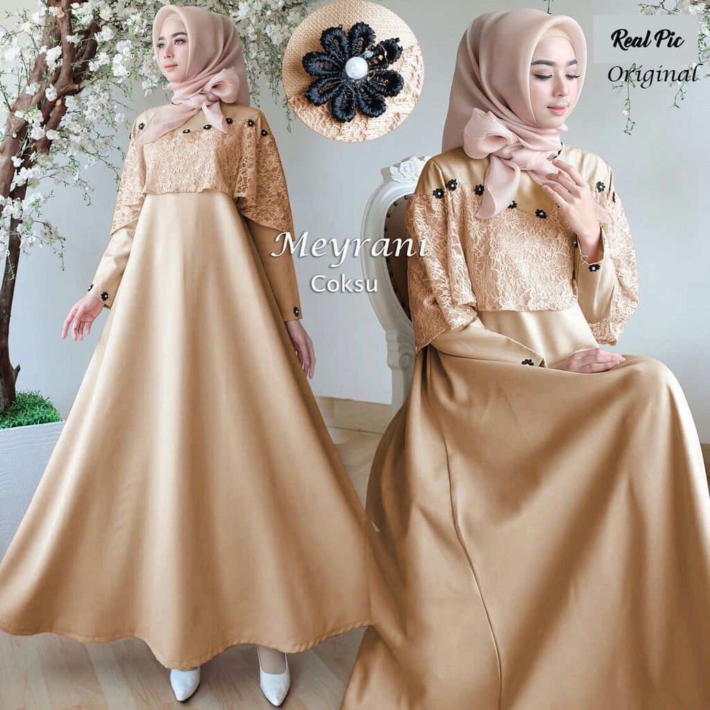 Gamis Brokat Gold Nusagates