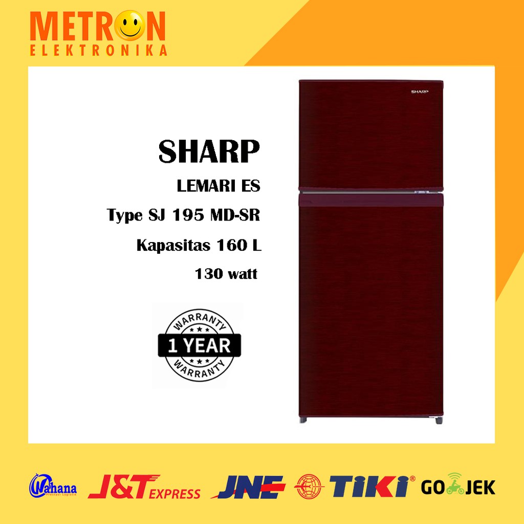 SHARP SJ 195 MD SR / LEMARI ES 2 PINTU RED MERAH 160 LITER / SJ195MDSR