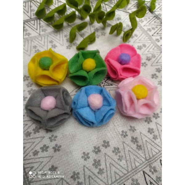 Termurah Souvenir Bros Jilbab Bunga Kain Flanel