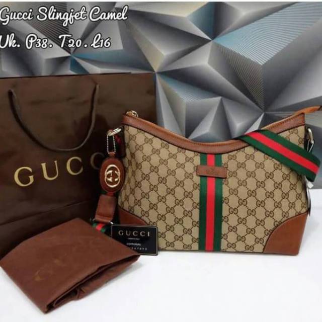 Gucci hobo sling bag / gucci hobo canvas bag / tas import murah