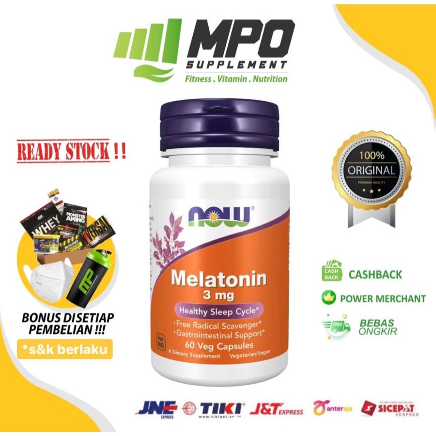 NOW Melatonin 3 mg (60 caps) ORIGINAL SEGEL NOW Foods Melatonin 3mg NOW Foods Melatonin 3 mg