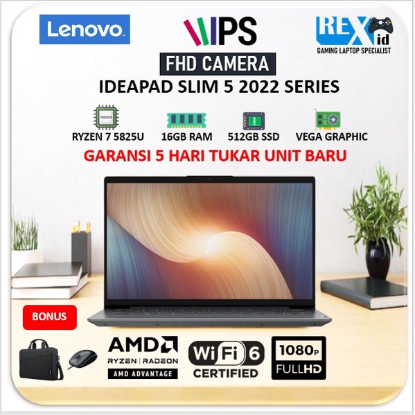 IDEAPAD SLIM 5 RYZEN 7 5825U 16GB RAM FHD CAMERA