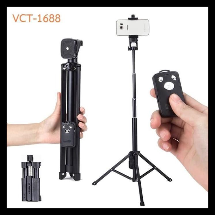 [BISA BAYAR DI TEMPAT] Yunteng VCT 1608 Tripod 2 in 1 With Bluetooth Shutter Holder HP PROMOKode