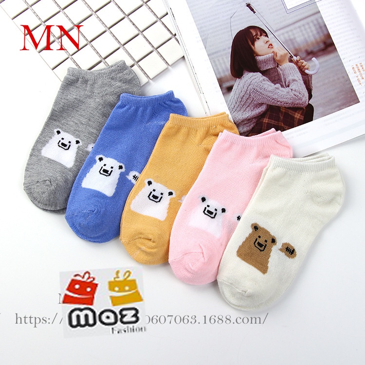 Kaos Kaki Pendek Wanita Fashion Import - Short Sock Wanita Motif Lucu Semata Kaki - Kaos Kaki Korea Unisex-RANDOM MOTIF BEAR