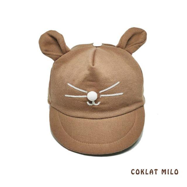 (1kg isi 25 pcs)Topi Bayi korea Karakter Kucing / COD-coklat