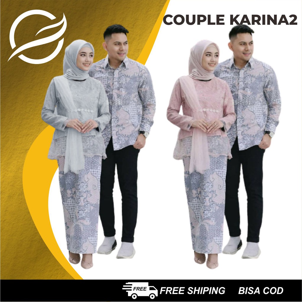 Batik Couple Kebaya Set Karina2 Series Tunangan Lamaran Wisuda Kondangan Kekinian 2021