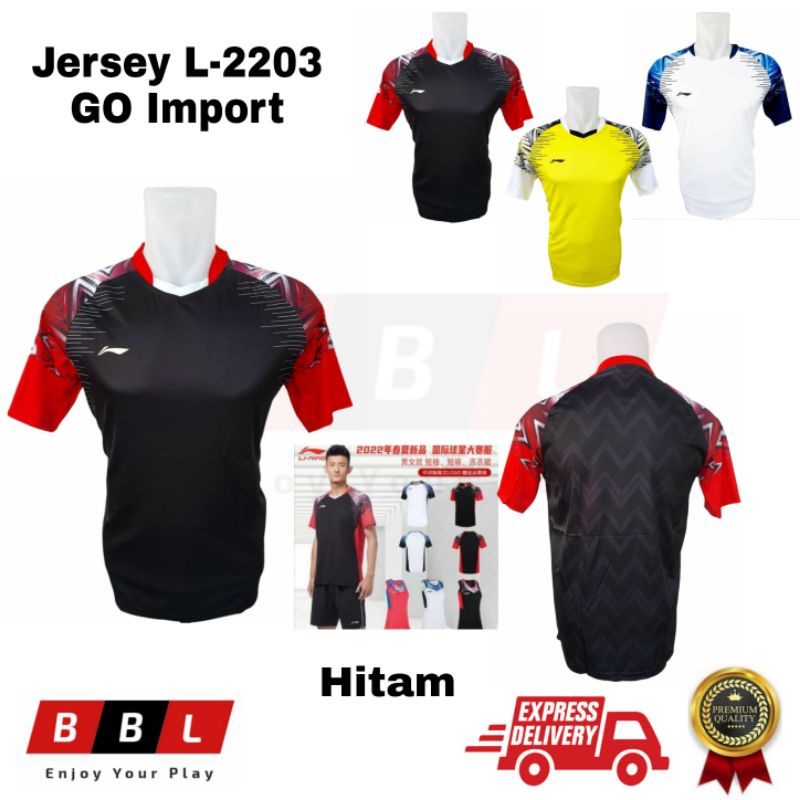 Jersey Badminton Lining 2203 Hitam Grade Ori Import Jersey Bulutangkis Lining Import Kaos olahraga V