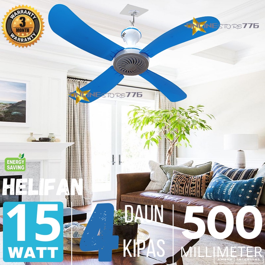 Kipas Angin - Kipas Angin Gantung - Kipas Gantung - Kipas Angin Gantung Plafon - Helifan 15Watt