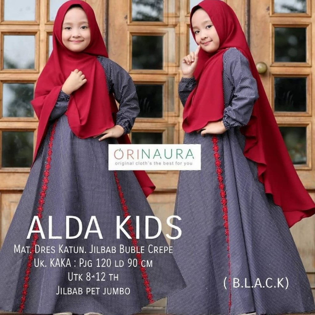 ALDA SYARI KIDS 8-12 Tahun Bahan KATUN Pakaian Muslim Anak Perempuan Baju Anak Terbaru 2020
