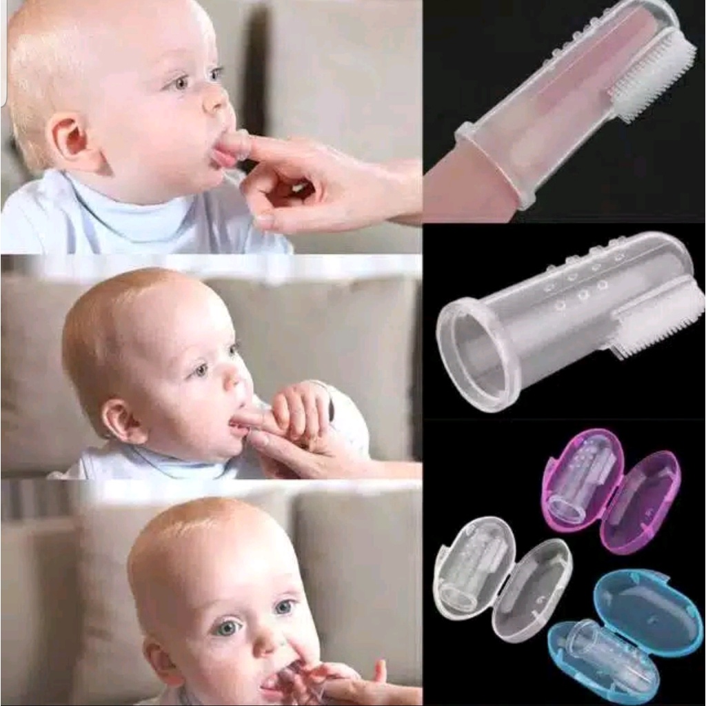 SIKAT GIGI JARI BAYI SILIKON LEMBUT DENGAN KOTAK / SIKAT LIDAH BAYI / BABY TOOTH BRUSH SILICONE BPA FREE (IP)