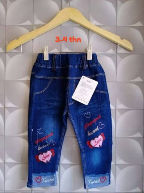 CELANA JEANS ANAK PEREMPUAN BORDIR MURAH SIZE 1-6 TAHUN TAHUN ini