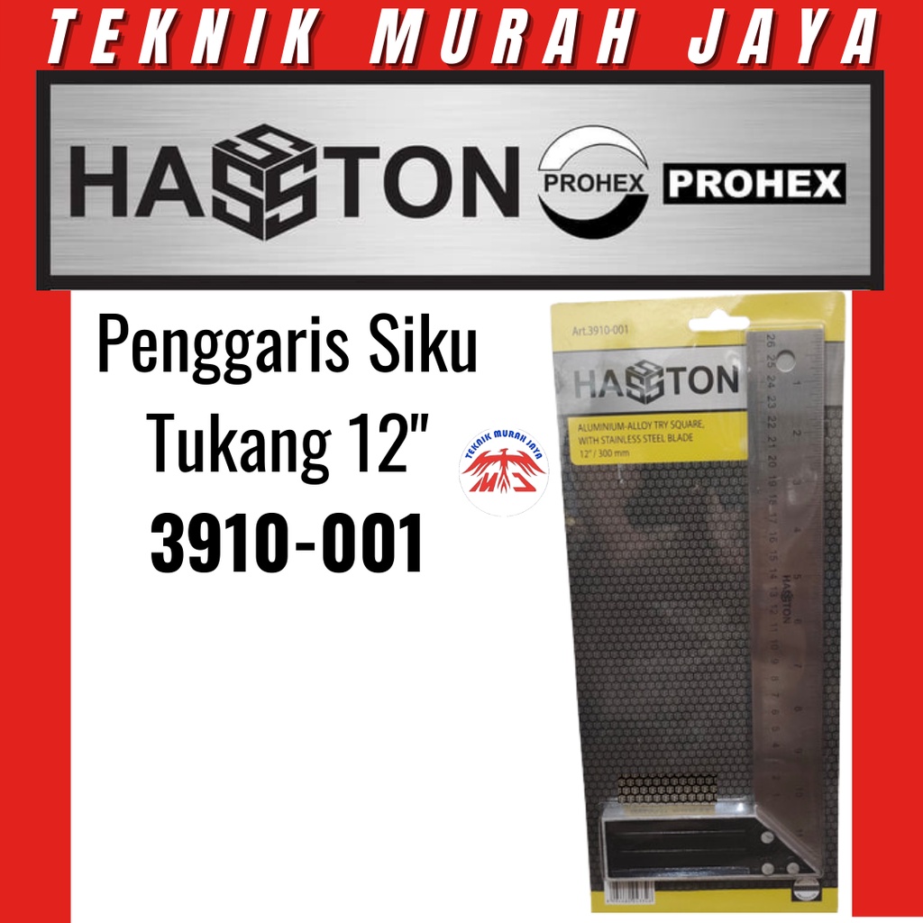 

HASSTON 3910-001 Siku Meter Tukang 12 inch Penggaris Besi Sudut 30 cm