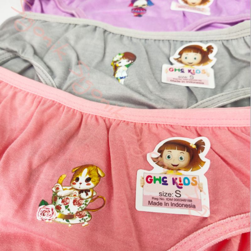 CD Celana Dalam Anak Cewek Perempuan S M L Polos GHC Kids Motif Sablon Sigonik