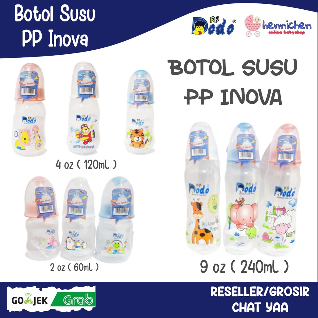 DODO BOTTLE PP INOVA 2 OZ (60ml)/ 4 OZ (120ml) / 8 OZ (240ml) BOTOL SUSU BAYI BPA FREE (1 PCS)