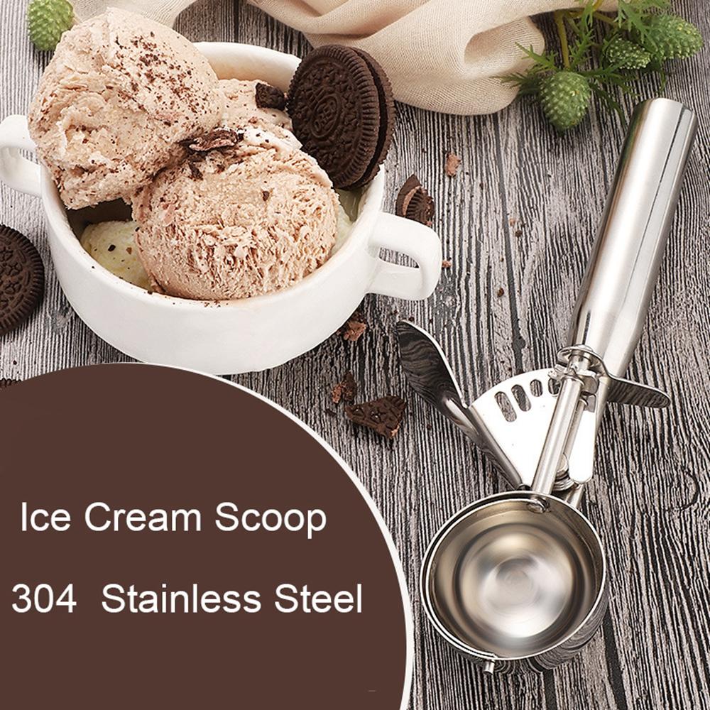 【 ELEGANT 】 Sendok Es Krim304 Stainless Steel Dengan Trigger Cookie Buah Kue Adonan Gadget Dapur